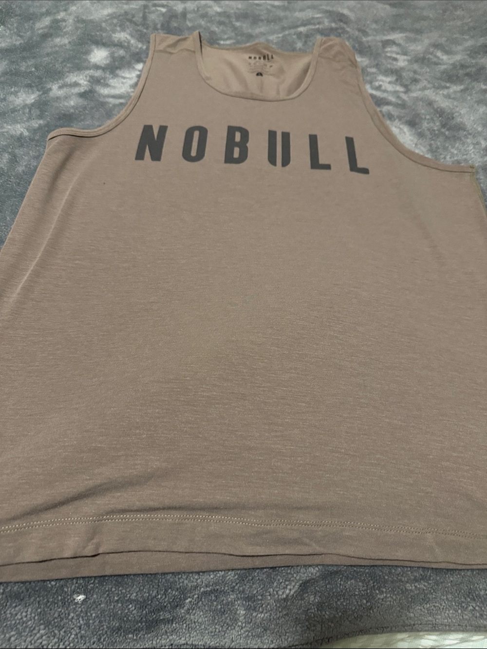 NOBULL Men's Taupe Brown Performance Tank with Black Logo